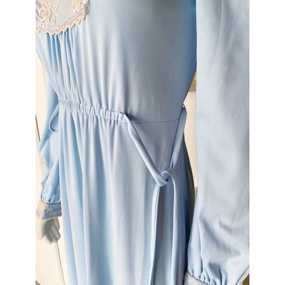 Jody T of California Sky Blue Prairie Boho Maxi Dress 70s Size 9 - Picture 11 of 13